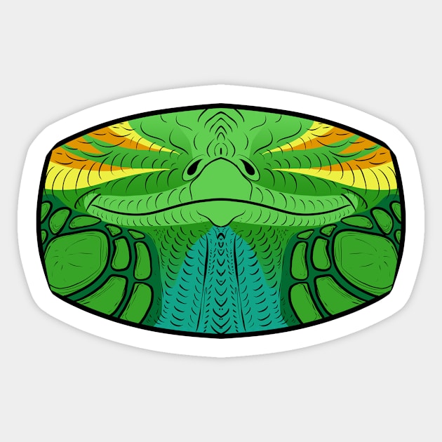 Green Iguana Mask Sticker by TwilightSaint